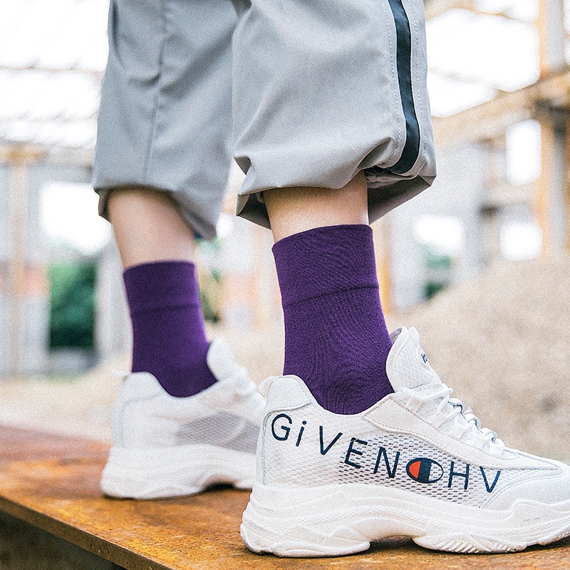 Tất vớ nữ nam cao cổ dài trắng dễ thương hàn quốc đẹp iLita chân thấp nhún đủ màu trơn đen, đỏ, vàng, xám, xanh