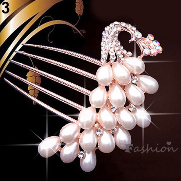 Trâm Cài Tóc Đính Đá Và Ngọc Trai Nhân Tạo Thời Trang