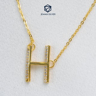 Dây chuyền bạc nữ Jemmia chữ H đính đá - JM4036