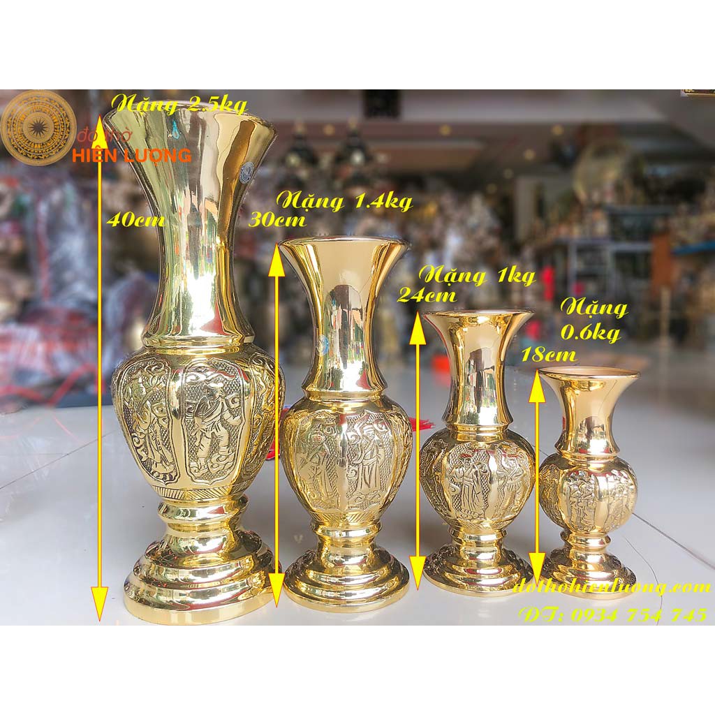 Lọ Hoa Thờ Cúng Bát Tiên Bằng Đồng - Bình Bông Bằng Đồng Thờ Cúng