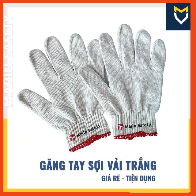 Găng tay vải sợi polyester màu trắng (1 đôi)