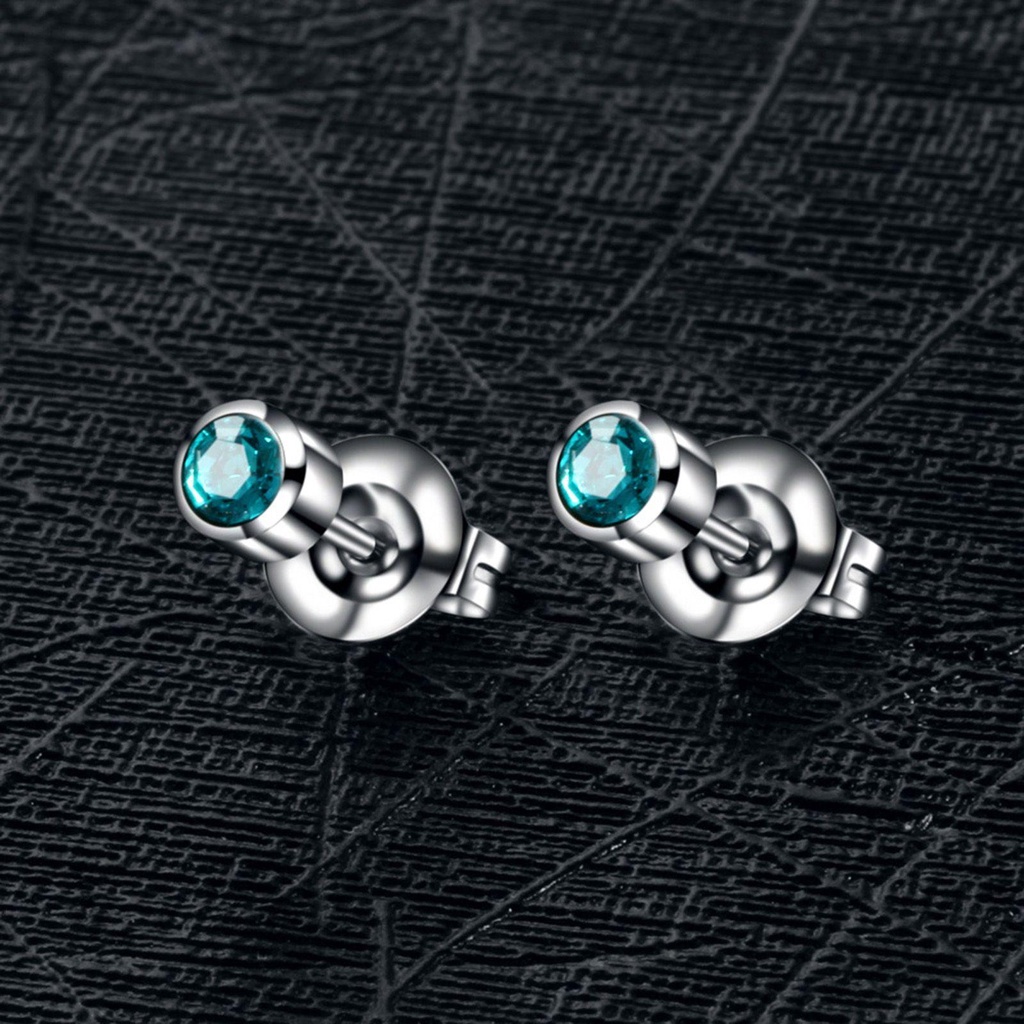 EUCA 1 Đôi Bông Tai Pha Lê 4mm Mạ Vàng / Bạc Đính Đá Zircon Chống Rỉ Sét