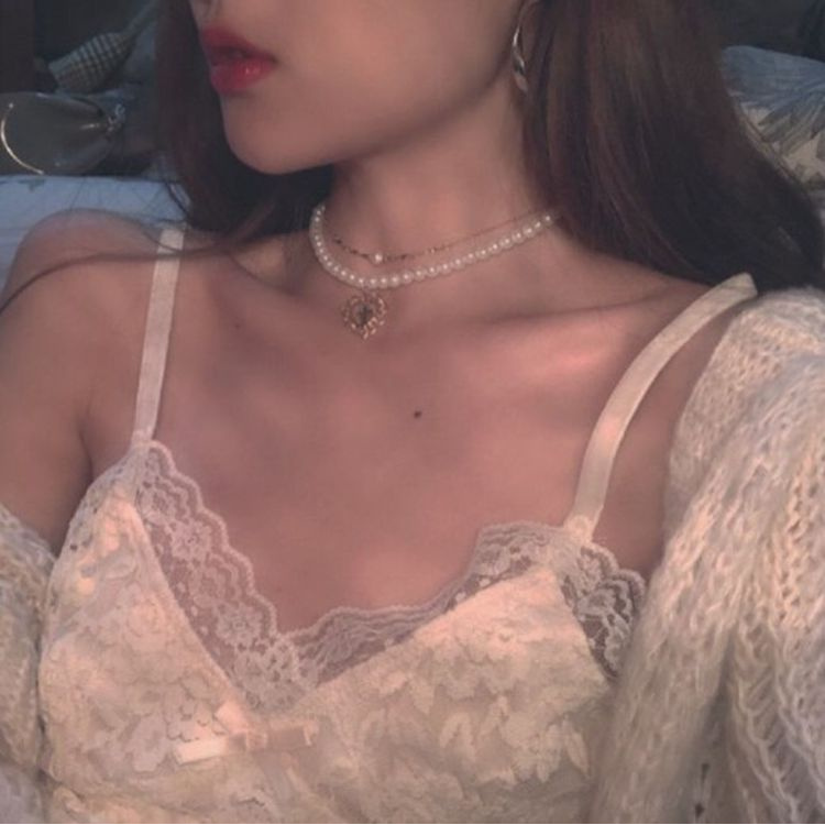 IF ME Dây chuyền đính hạt ngọc trai trang trí mặt hình trái tim dành cho nữ