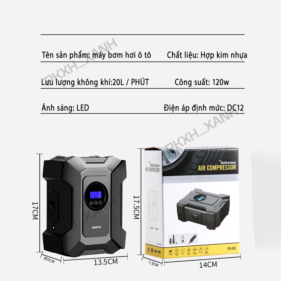 Bơm Lốp Ô Tô , Máy Bơm Lốp Xe Hơi Đa Năng Mini Cao Cấp