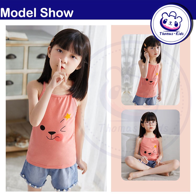 Áo Tank Top Cotton In Họa Tiết Hoạt Hình Thời Trang Cho Bé Gái 3-8 Tuổi