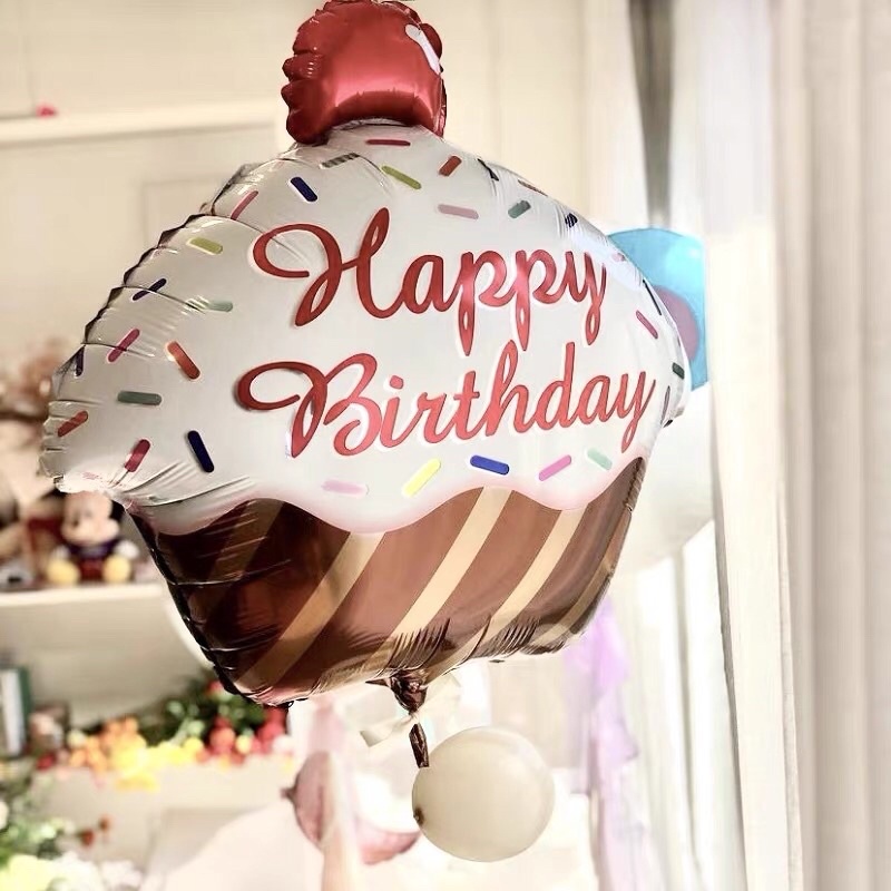 Bóng lá nhôm hình bánh sinh nhật Size to trang trí sinh nhật