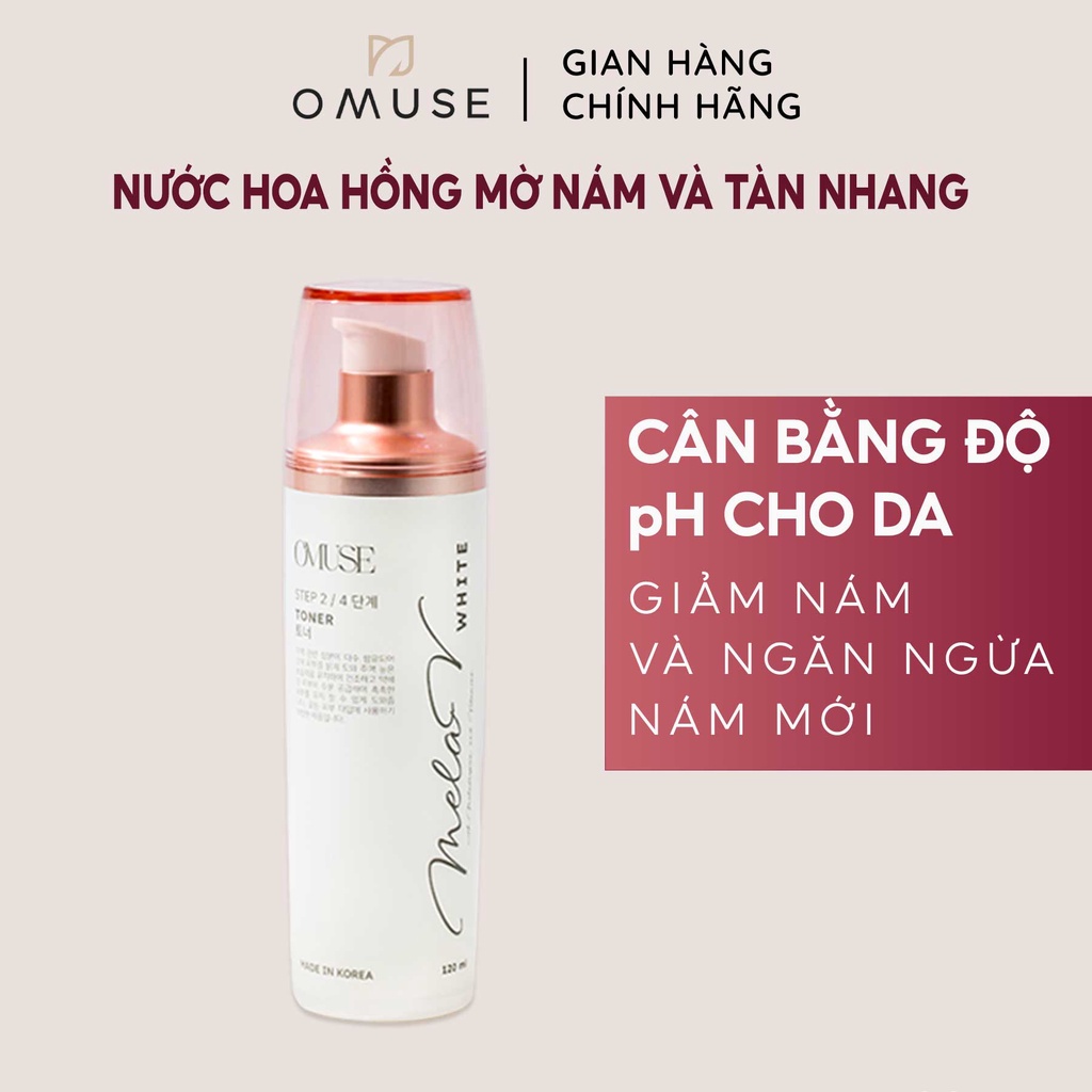 Nước hoa hồng cấp ẩm, giúp mờ nám và tàn nhang OMUSE MelaV White Toner 120ml