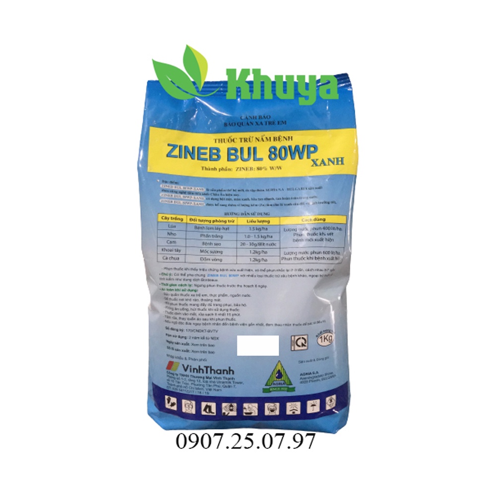 Thuốc Trừ Nấm Bệnh ZINEB BUL 80WP Xanh 1kg