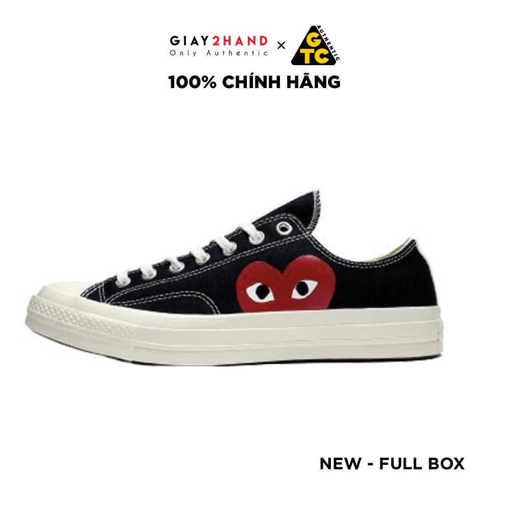 (AUTHENTIC 100%) Giày Sneaker Thể Thao Auth CONVERSE 70S LOW BLACK / WHITE CDG Chính Hãng 100%