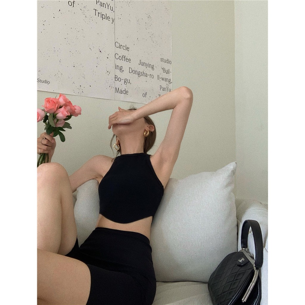 Cocory vn Áo croptop sát nách thiết kế quyến rũ cho nữ