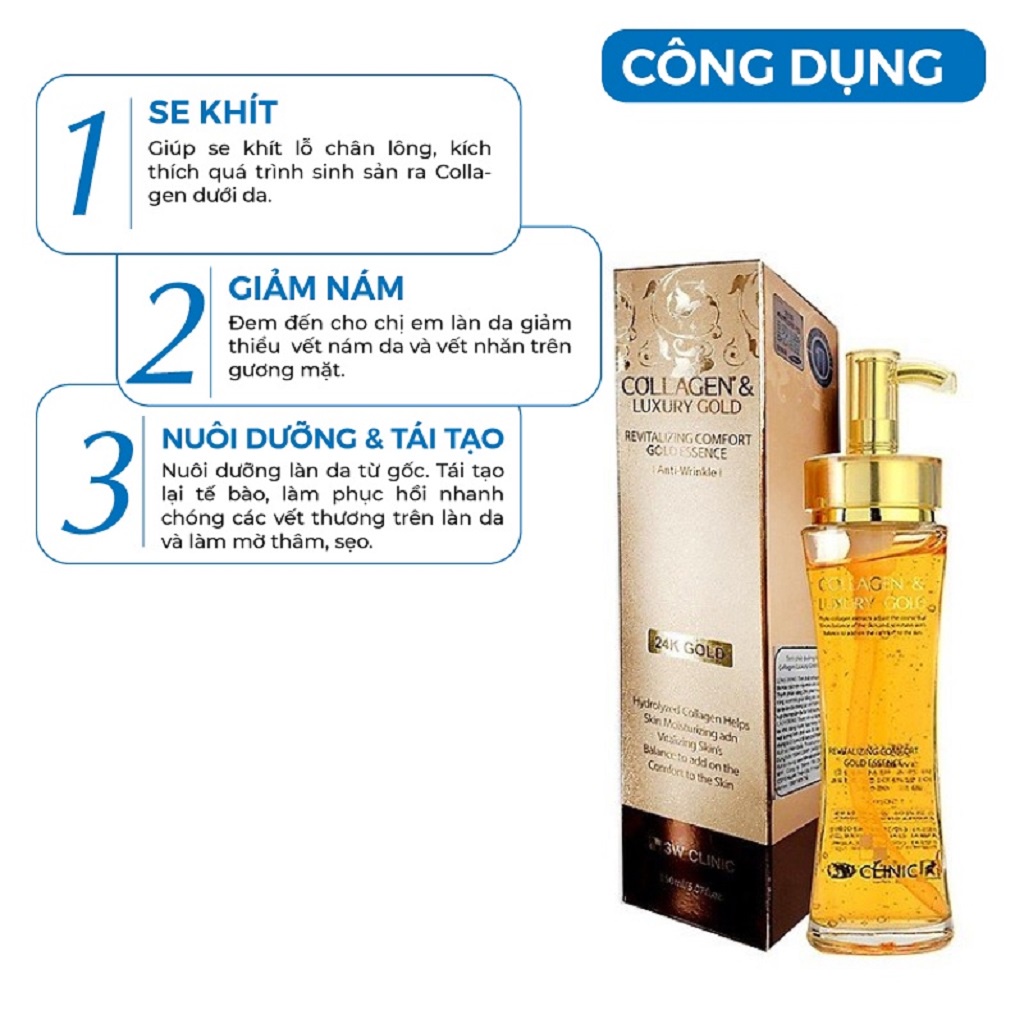 Serum Vàng Collagen Luxury Gold Chống Lão Hóa Và Dưỡng Trắng 3W Clinic Hàn Quốc 150ml