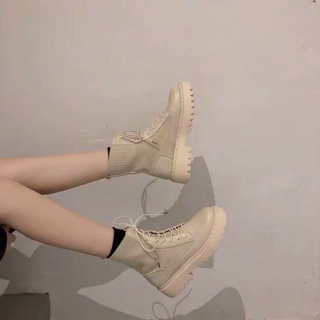 (ORDER) Giày boots ulzzang cổ cao buộc dây có chun siêu xinh