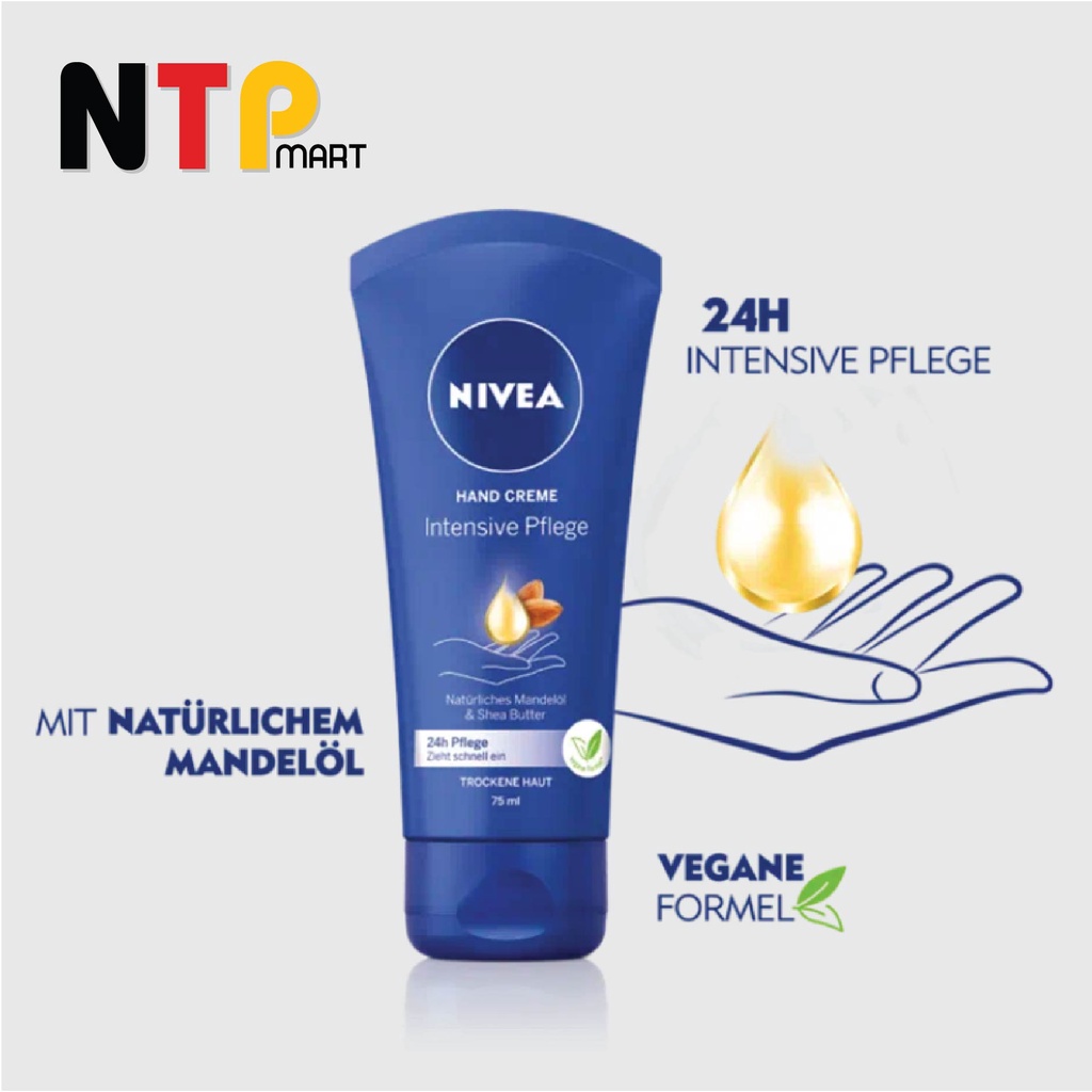 Kem Dưỡng Da Tay Nivea Hand Creme Intensive Pflege dưỡng ẩm tuýp 75ml nhập khẩu Đức