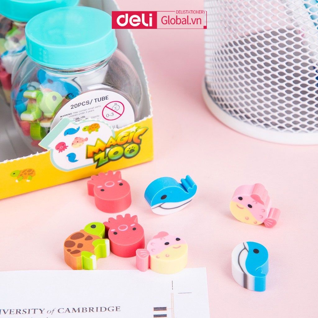 Bộ Gôm Tẩy 1 Ống (20 Cái) Hình Thú Dễ Thương