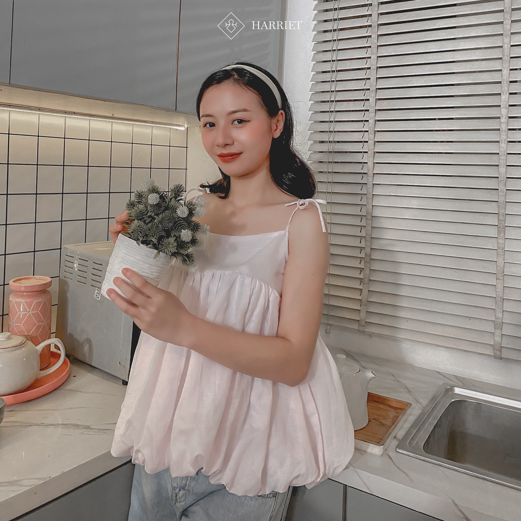 Áo dây thân bồng linen Cotton Candy Harriet