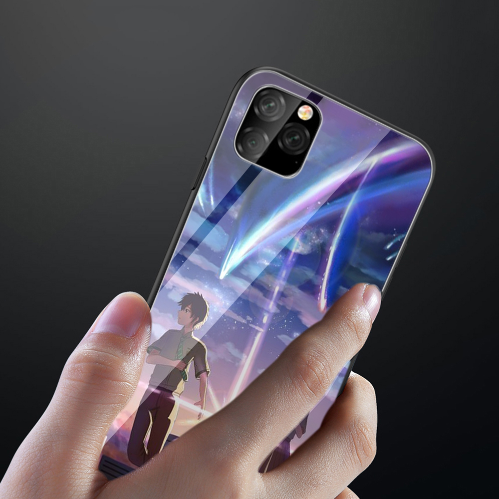 Q110 Your name anime design iPhone SE 6 6s 7 8 Plus Xs 11 Pro Max X XR Tempered glass Soft Case