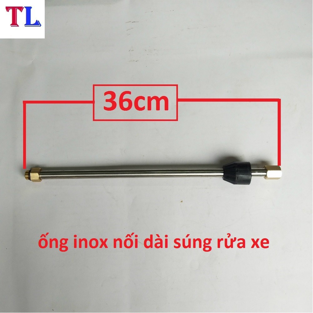 ống nối dài súng rửa xe áp lực cao của máy xịt rửa áp lực - Dài 36 cm - ống nối inox