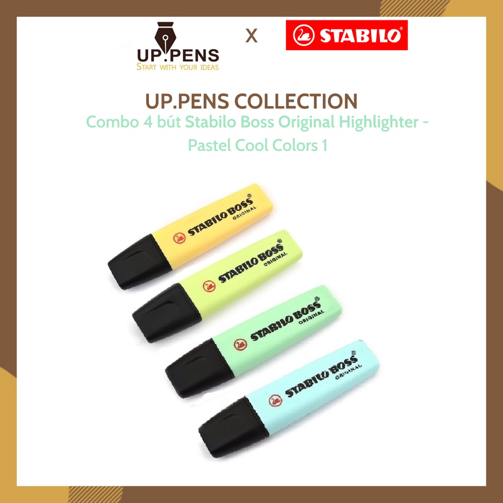 Combo 04 bút dạ quang Stabilo Boss Original Highlighter - UP.PENS Collection - Pastel Colors 2