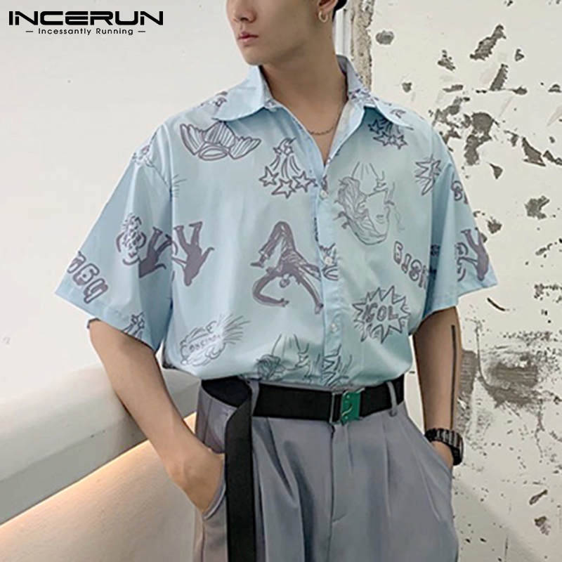 Áo Sơ Mi INCERUN Tay Ngắn In Họa Tiết Cá Tính Thời Trang Cho Nam | BigBuy360 - bigbuy360.vn