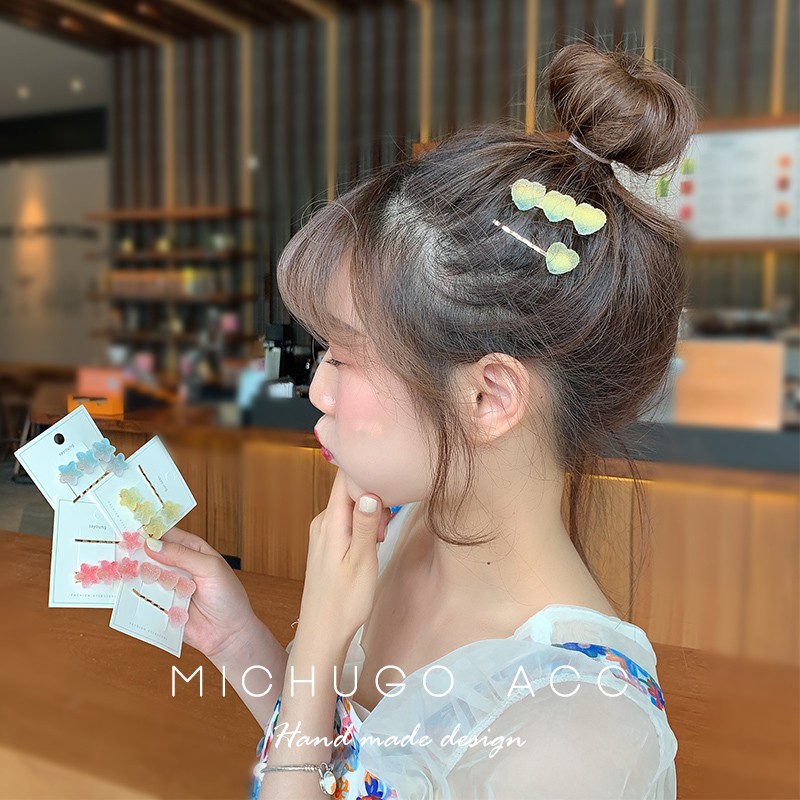 Set 2 kẹp tóc nữ dễ thương hình trái tim ngôi sao phong cách hàn quốc KT001