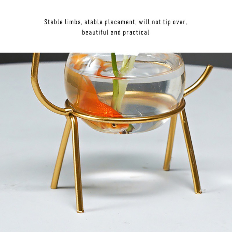 Bình Thủy Tinh Trồng Cây Thủy Canh Hình Hươu Đáng Yêu Có Giá Đỡ Kim Loại