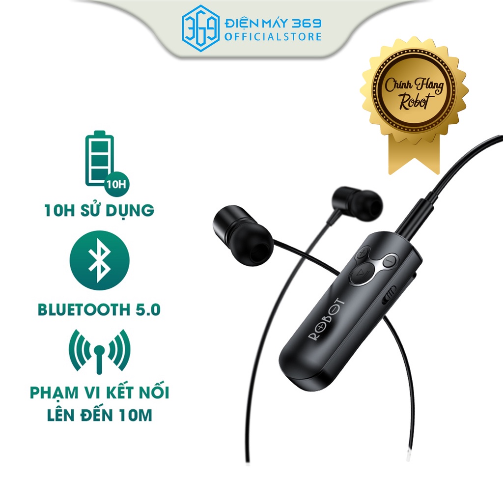 Bộ Thu Nhận Âm Thanh ROBOT RS10 Thông Qua Tín Hiệu Bluetooth 5.0 - Cổng Kết Nối AUX 3.5mm, Độ Trễ Thấp, Âm Thanh Rõ Nét.