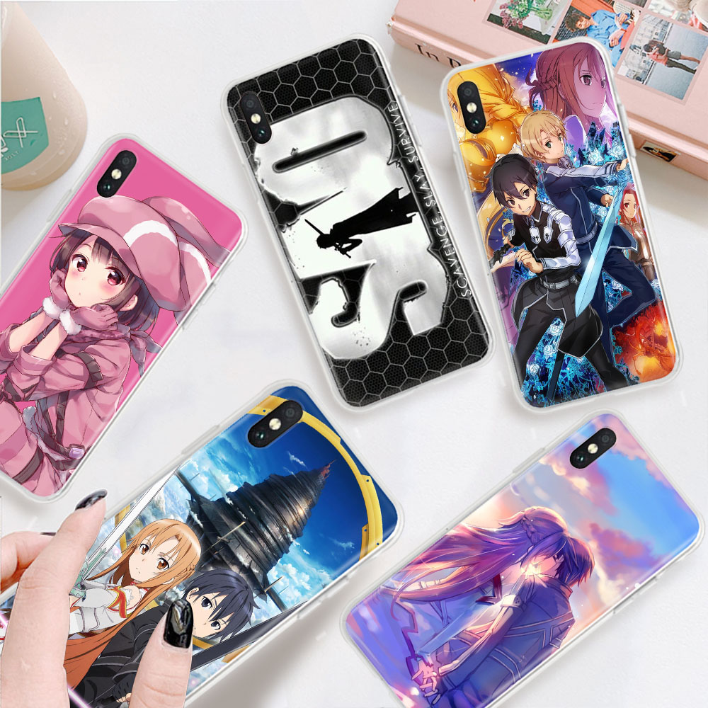 Ốp điện thoại trong suốt in hình Sword Art Online cho Xiaomi Redmi Note 5A Prime 5 Pro Blackshark 3 3S Plus TB126
