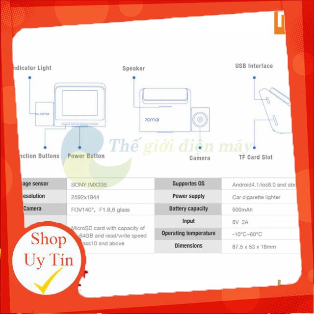 [SALEOFF]  Camera hành trình ô tô Xiaomi 70MAI Pro - Bảo hành 12 tháng - Shop Thế giới