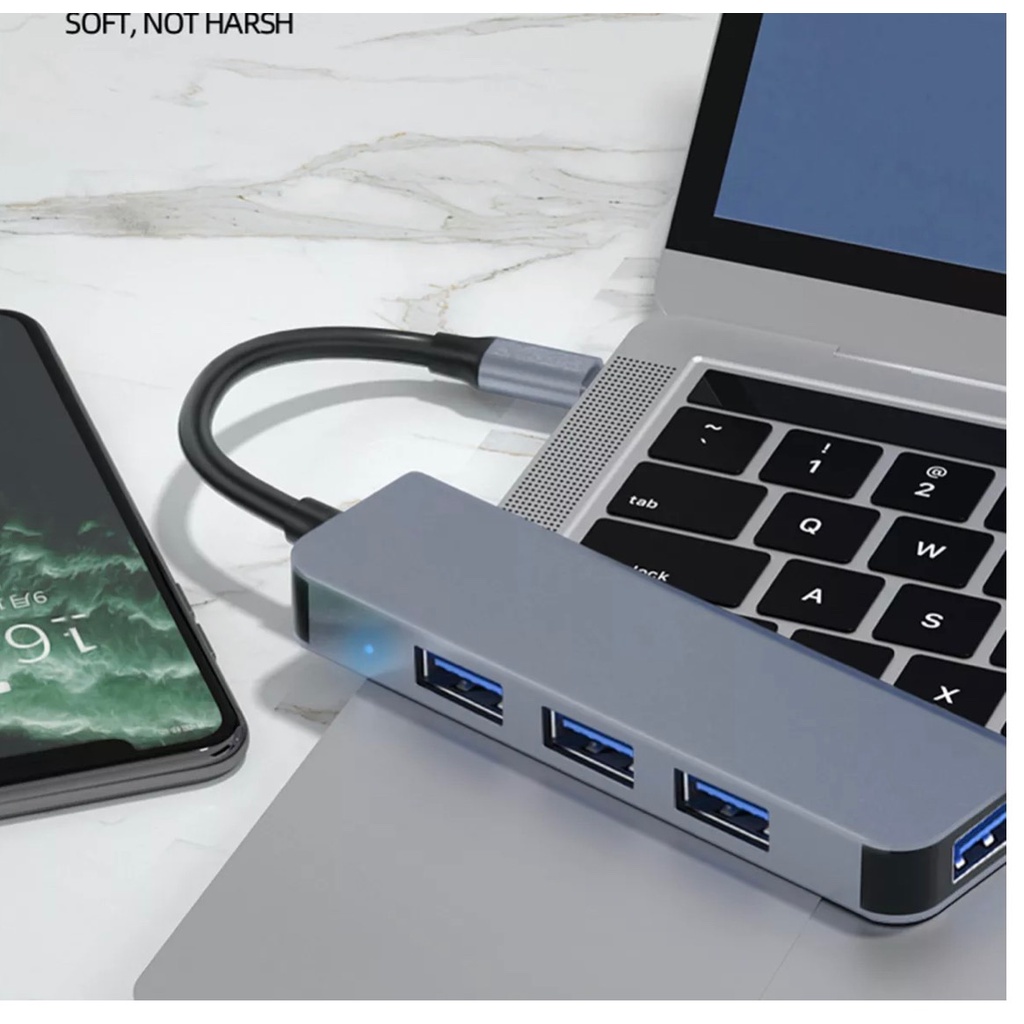 Bộ chia  4 cổng USB 3.0 Type C  Nhỏ Gọn Bằng Kim Loại Máy Tính Xách Tay, Điện thoại