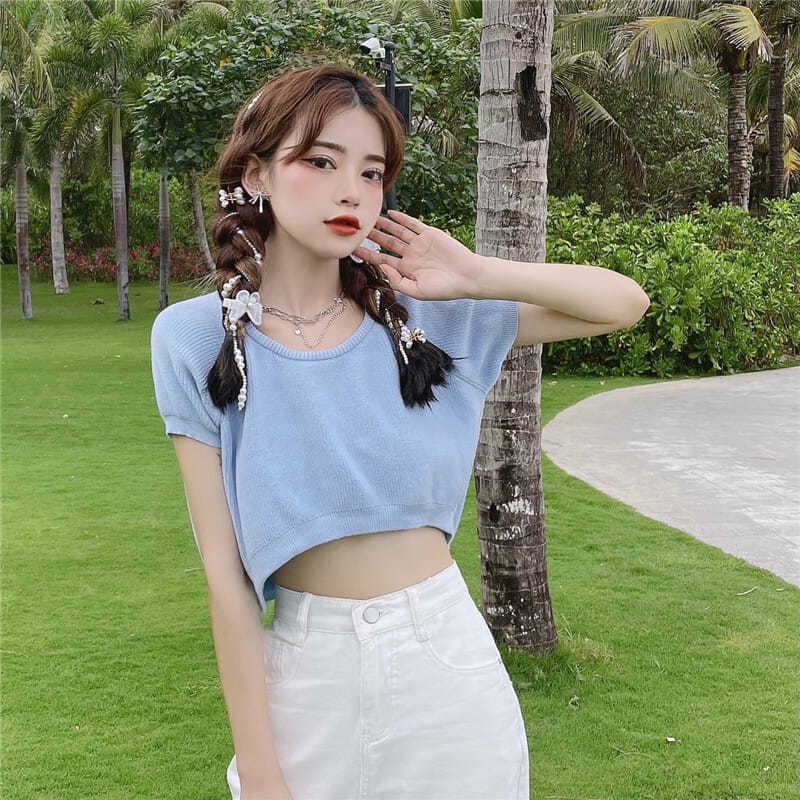 Áo Thun Crop Top Tay Ngắn Phong Cách Hàn Quốc Thời Trang Mùa Hè Mới 2022 Dành Cho Bạn Nữ