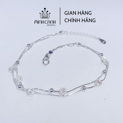 Lắc Chân Nữ Hoa Hồng Dây Kép Bạc 925 - Minh Canh Jewelry