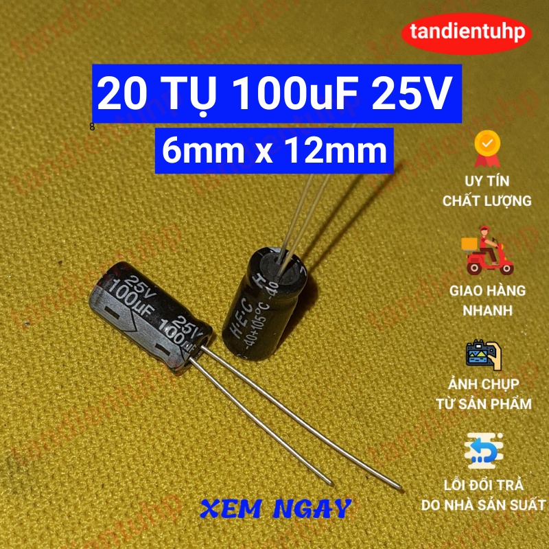 Tụ hóa - Tụ phân cực các trị số : 100uF, 220uF, 330uF, 470uF, 1000uF, 2200uF, 3300uF, 4700uF điện áp 25V hàng mới.