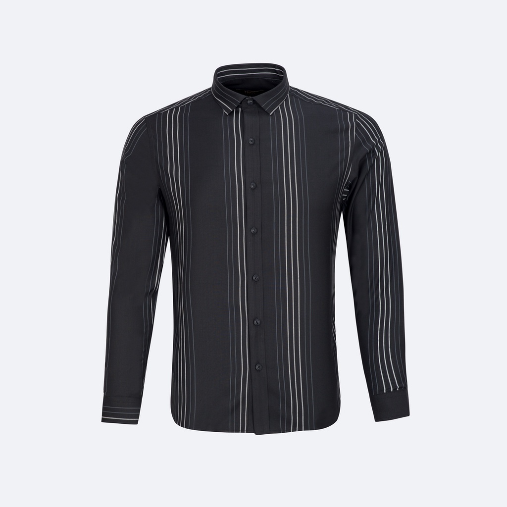 Áo sơ mi nam dài tay TQQ dáng body K311 màu đen chất Viscose cao cấp hạn chế nhăn