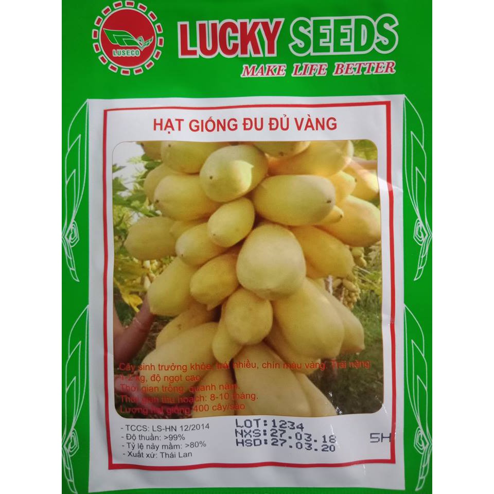 Hạt Giống Đu Đủ Vỏ Vàng Lucky seeds (5 hạt)