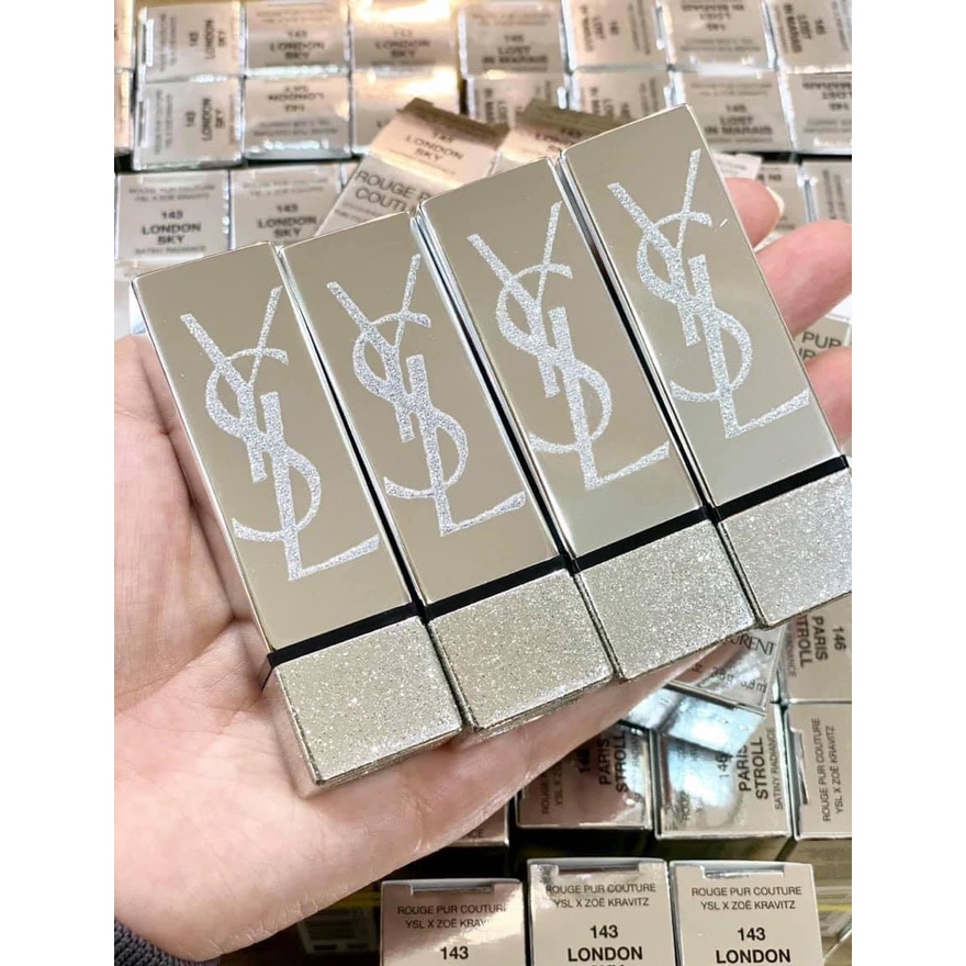 Son YSL vỏ trắng bạc limited Zoe Kravitz sẵn các màu #145 #146 new