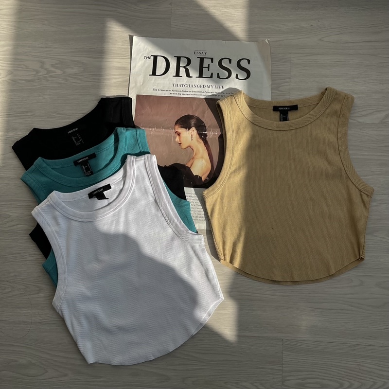 Áo croptop ba lỗ nhiều màu chất co giãn MIEU - JA04