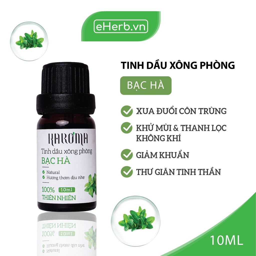 Tinh Dầu KAROMA Nguyên Chất Có Kiểm Định, Tinh Dầu Bạc Hà 10ml Giúp Thơm Phòng, Khử Mùi, Đuổi Muỗi