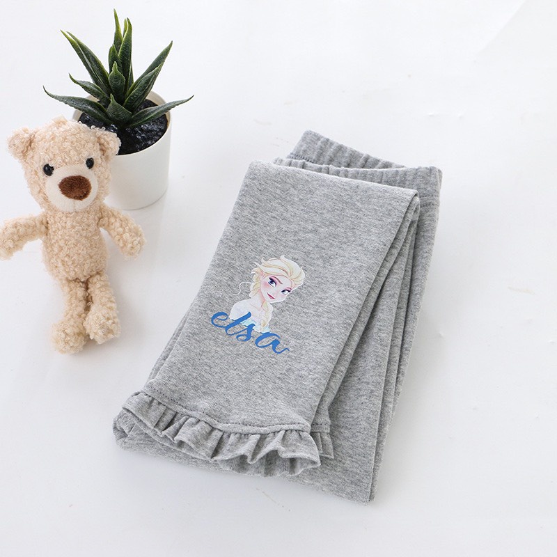 Quần Legging Elsa bé gái chất liệu Zip Hàn co dãn, mềm mịn dễ thương