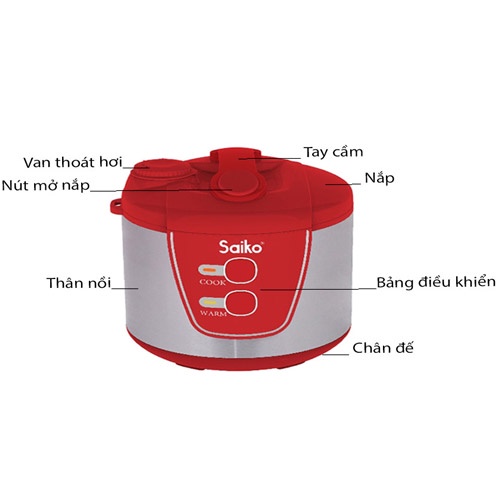 Nồi cơm điện cơ 1.8L Saiko RC-1819