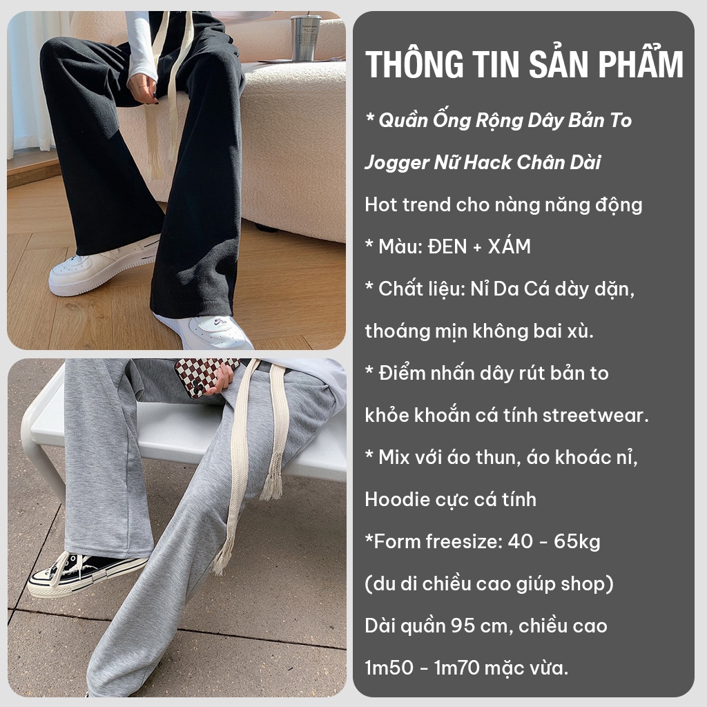 Quần Ống Rộng Dây Bản To VIETSTAR Jogger Nữ Hack Chân Dài