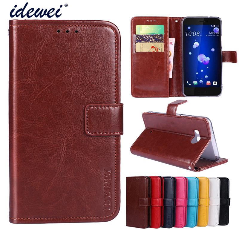 HTC U11 Luxury Slim Leather Magnetic Flip Stand Card Holder Case Cover Casing