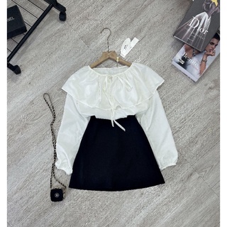 SET SƠ MI BÈO THẮT NƠ MIX CV KAKI
