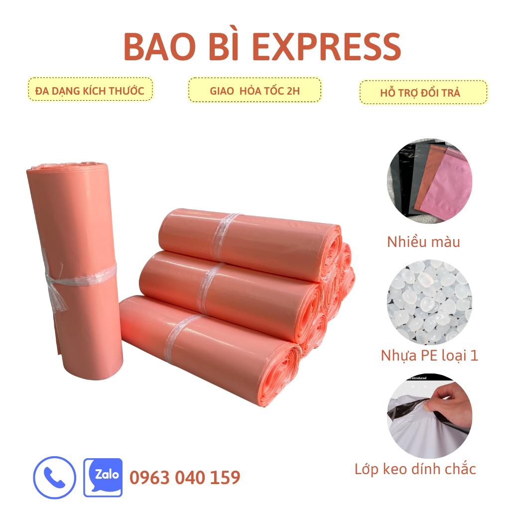 Túi đóng hàng, túi gói hàng tiện lợi, màu cam đào, cam pastel, đủ size.