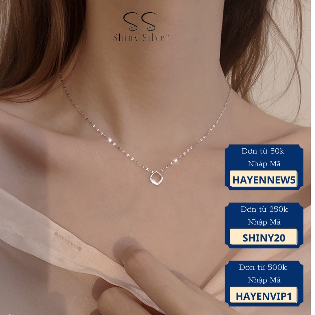 Dây chuyền nữ bạc italy mặt vòng tròn nhỏ, vòng cổ nữ bạc 925 tỏa sáng lấp lánh Shiny Silver