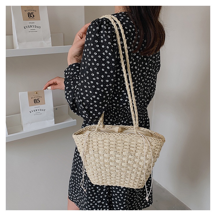 Túi cói đeo vai đi biển - đan kiểu sole - phong cách Vintage thanh lịch