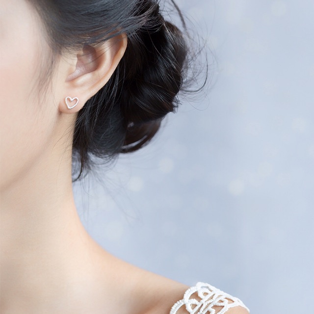 Khuyên tai bạc Ý s925 Simple Heart E3145 - AROCH Jewelry