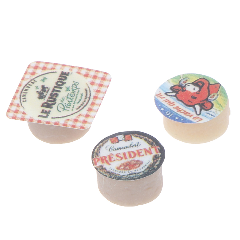 Set 3 phô mai mini tỉ lệ 1 / 12 dùng trang trí nhà búp bê