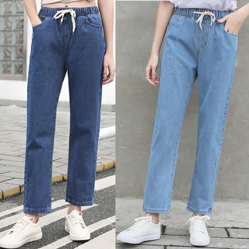 Women's denim pants, elastic waist, loose denim pants | BigBuy360 - bigbuy360.vn