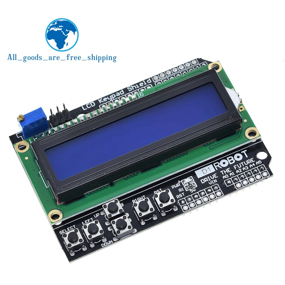 TZT  LCD Keypad Shield LCD1602 LCD 1602 Module Display For Arduino ATMEGA328 ATMEGA2560 raspberry pi UNO blue screen