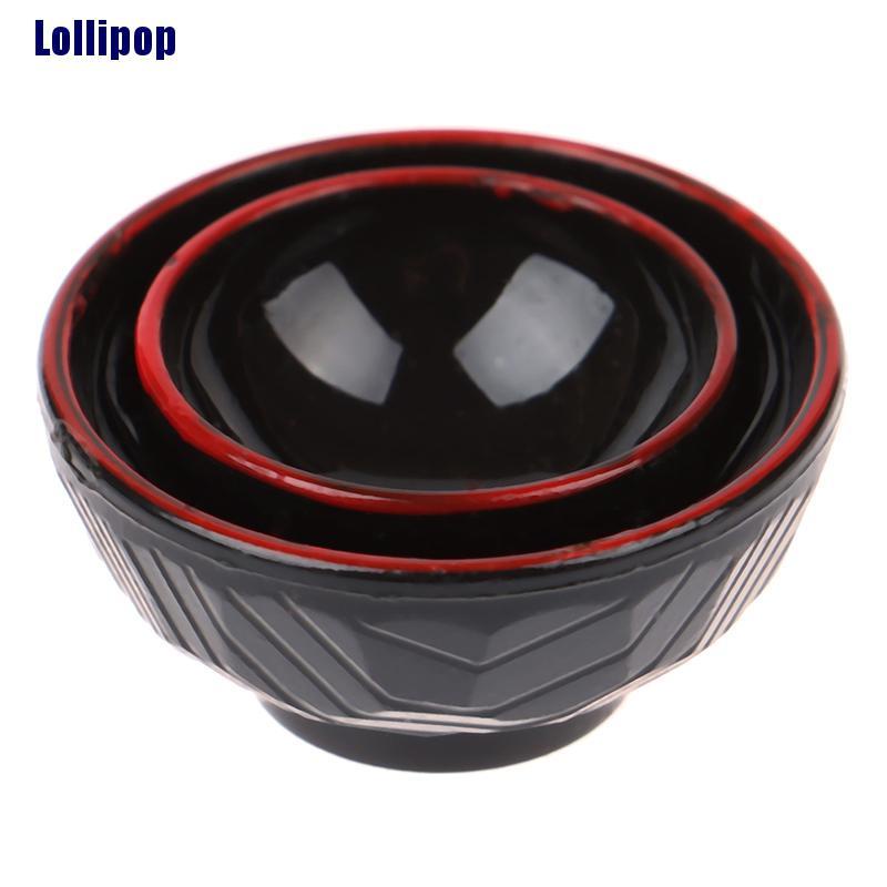 Set 4 mô hình bát bằng nhựa màu đen trang trí nhà búp bê tỉ lệ 1:12